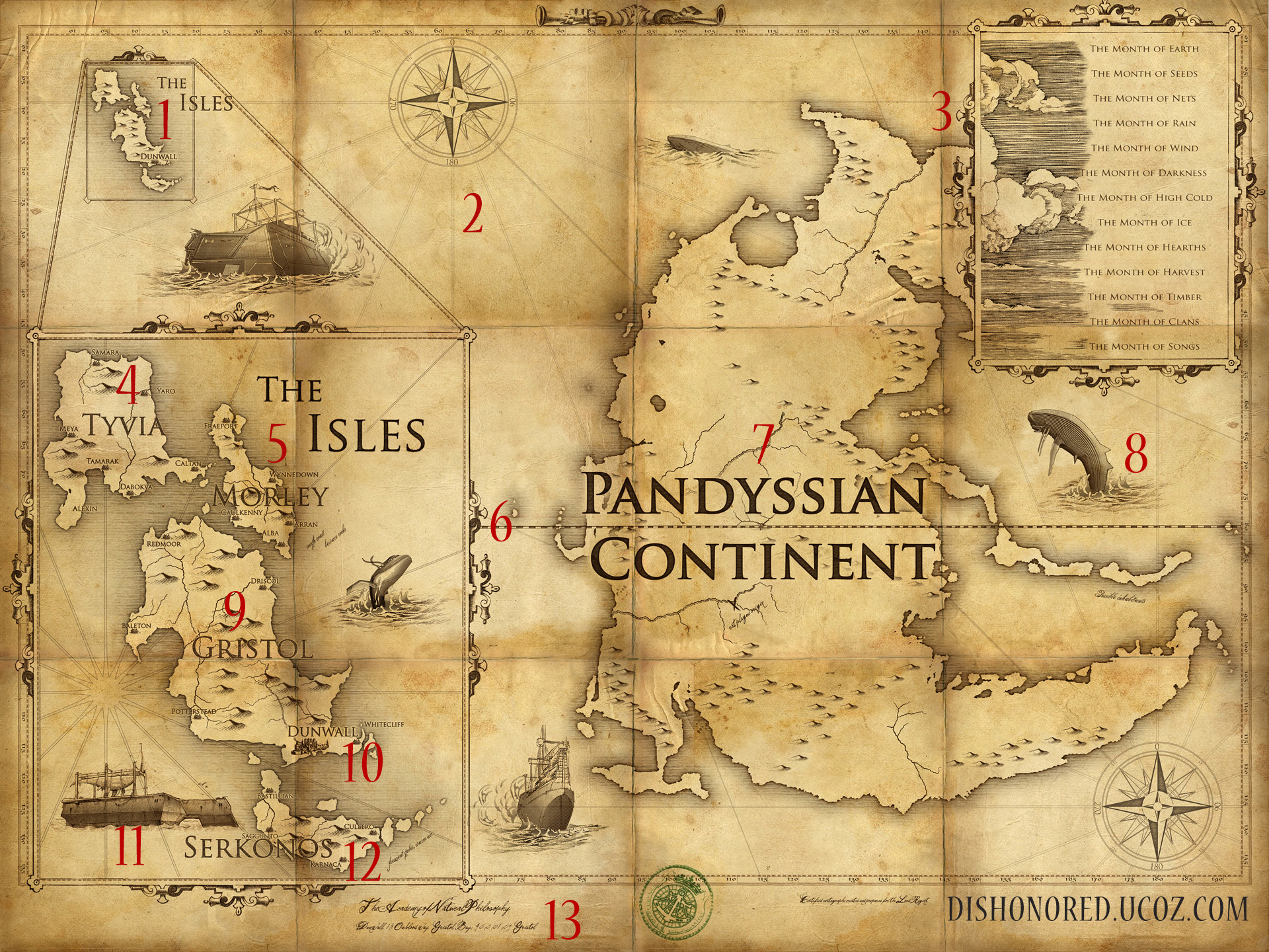 Карта мира Dishonored